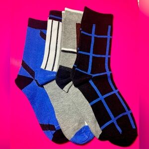 4 Pack Striped Calf Socks